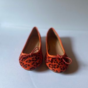 Wild Diva Orange Leopard ballerina flat